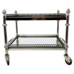 Antico carrello da bar inglese in ottone e vetro / tavolo occasionale Circa 1900
