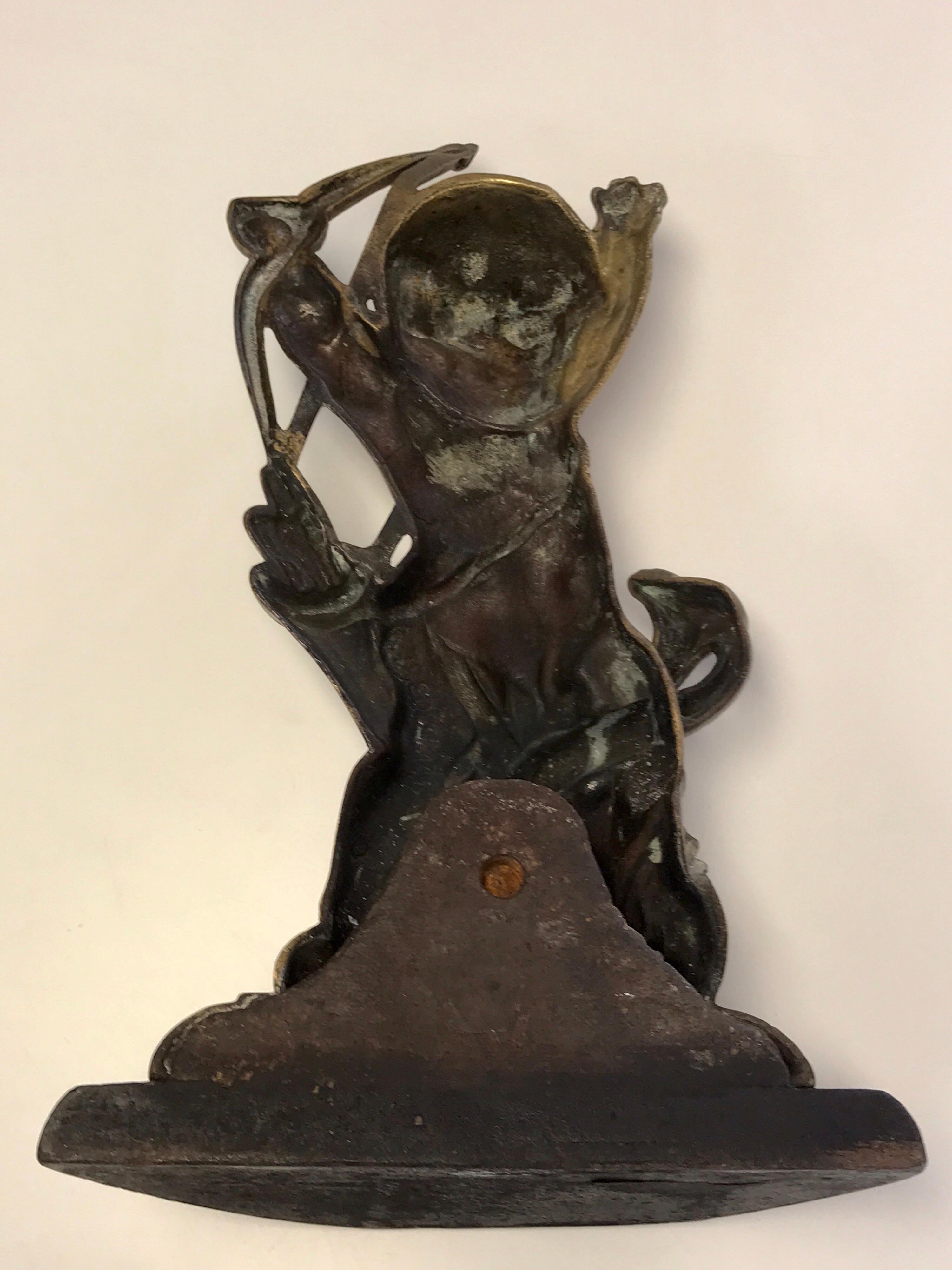 Antique English Brass and Iron Cupid with Serpent Doorstop 1