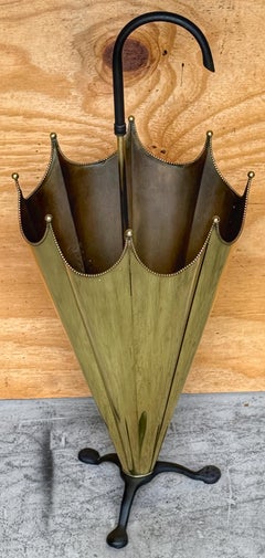Antique English Brass and Iron Umbrella Stand in the Form of an Umbrella