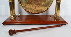 Antique English Brass and Oak Dinner Gong, circa 1890