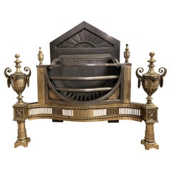 Antique English Brass and Steel Fire Grate