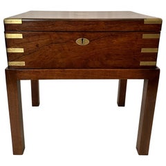Antique English Brass Banded Rosewood Box on Stand, Circa 1880.