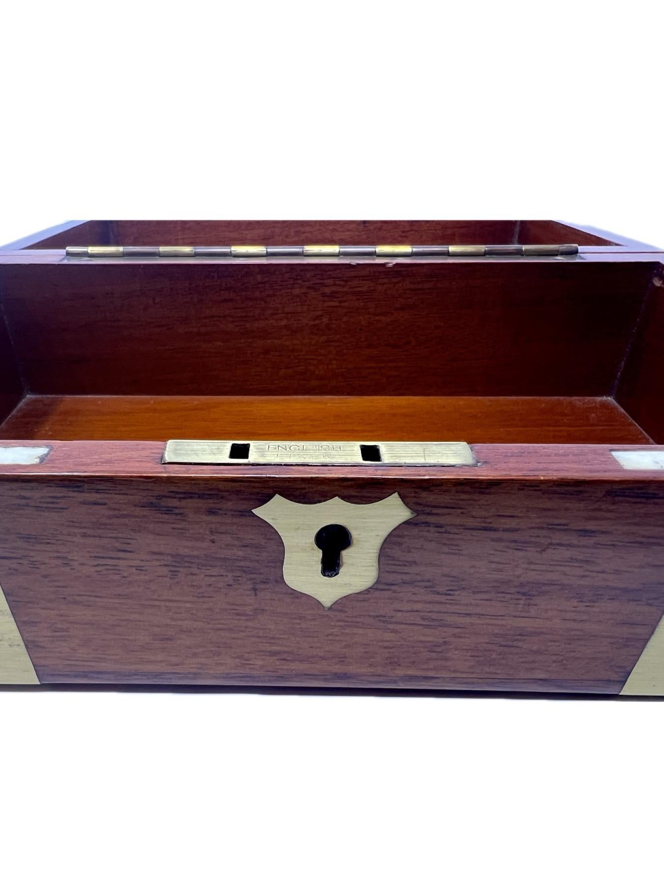 Antique English Brass Banded Walnut Travel Box, Circa 1880. For Sale 1