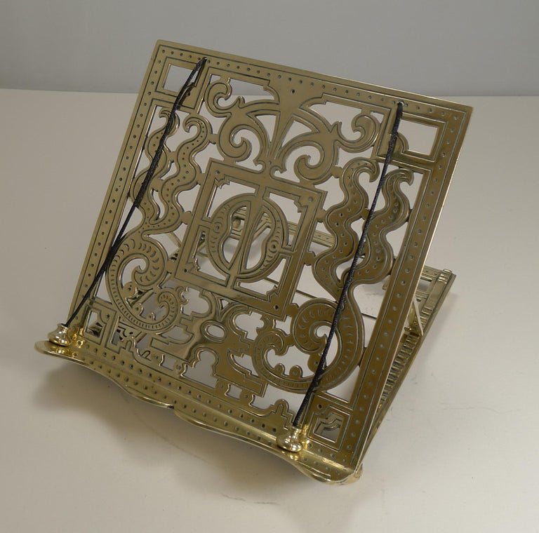 Antique English Brass Book Stand / Lectern circa 1880 by William Tonk