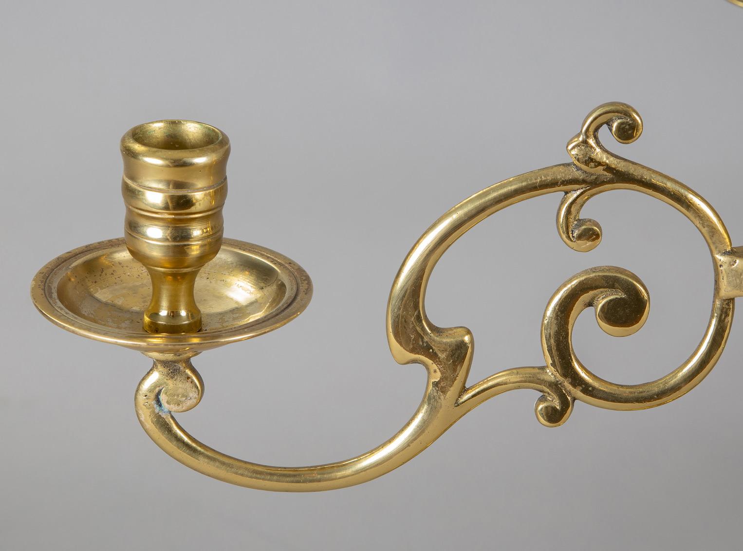 Antique English Brass Candelabras, Pair In Good Condition For Sale In Sheffield, MA