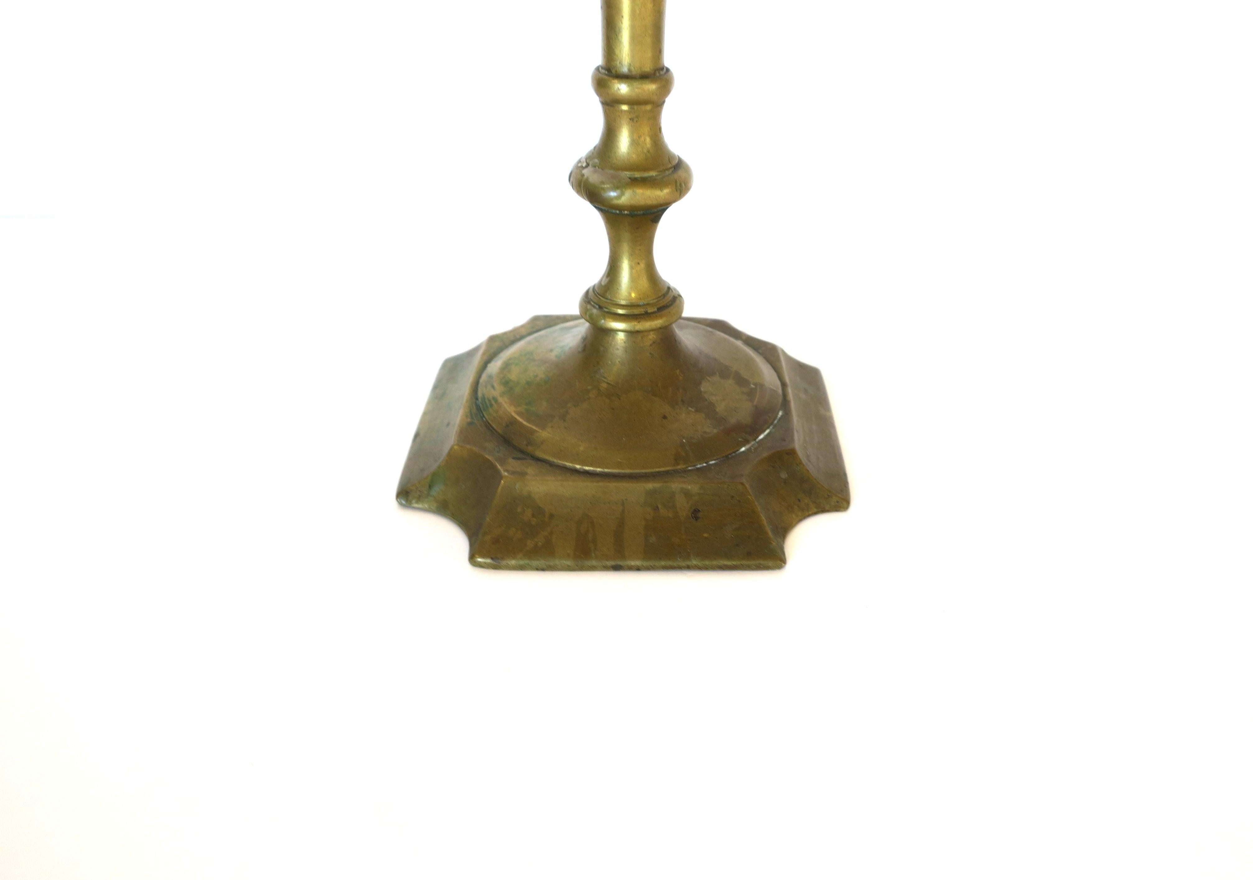 Antique English Brass Candlestick Holder For Sale 1