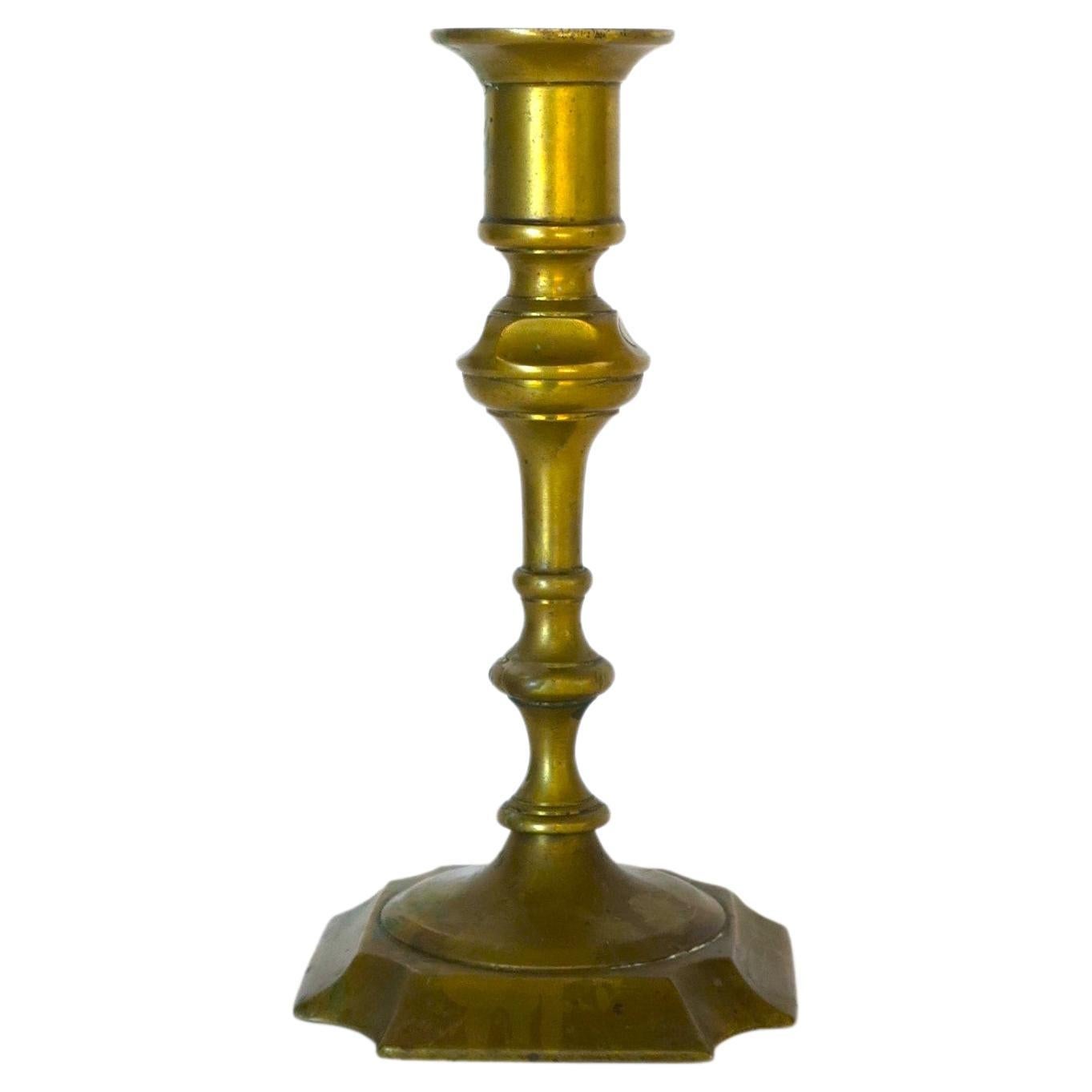 Antique English Brass Candlestick Holder For Sale