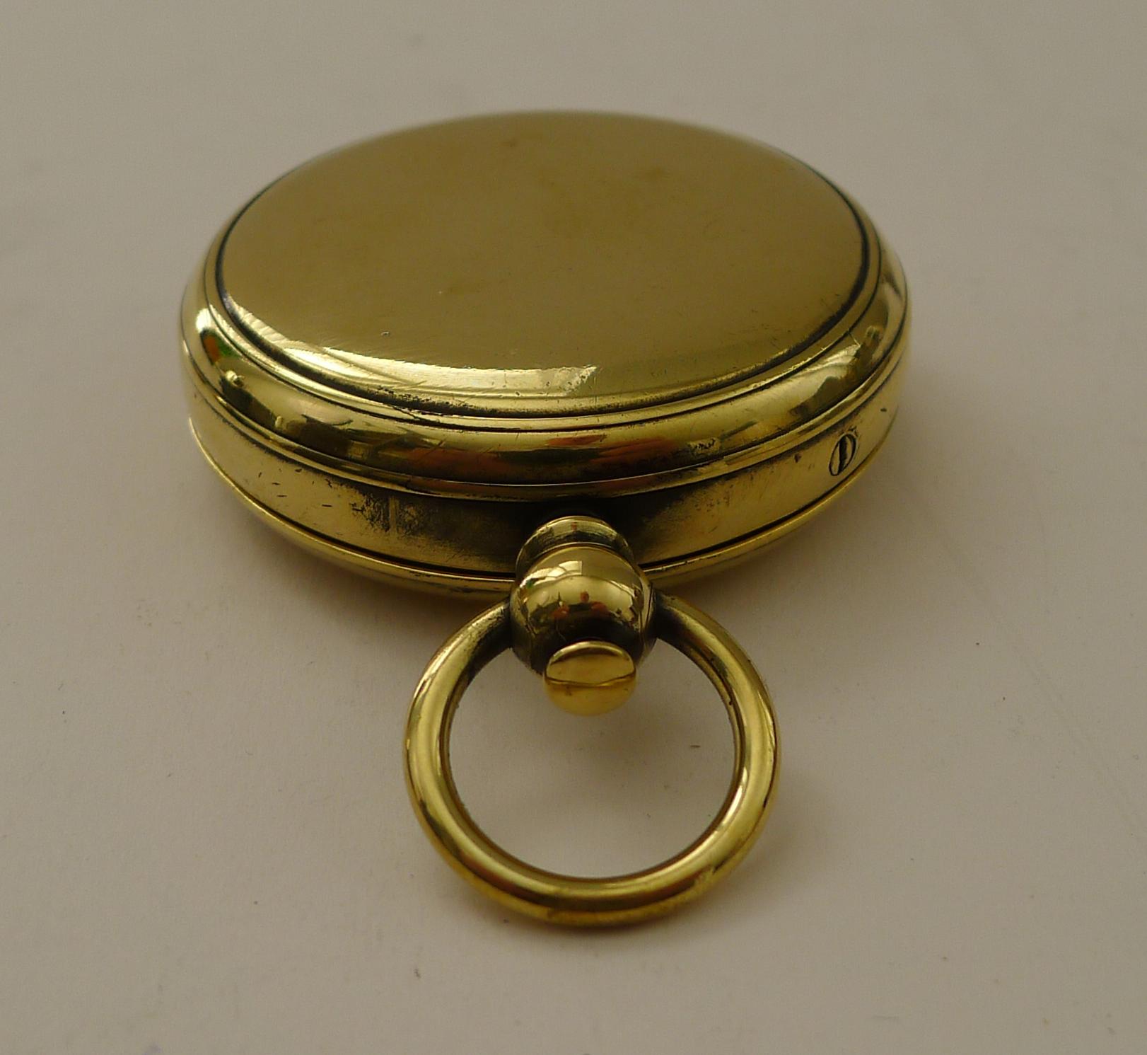 British Antique English Brass Cased Compass Reg. No. For 1903 For Sale