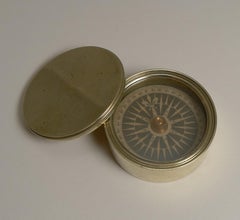 Antique English Brass Cased Floating Card Explorers Pocket Compass, circa 1880