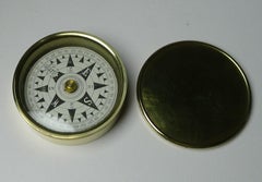 Antique English Brass Cased Floating Card Explorers Pocket Compass c.1890