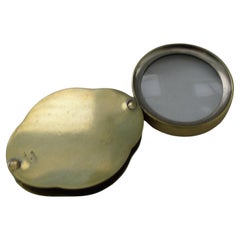 Used English Brass Cased Folding Magnifying Glass c.1920