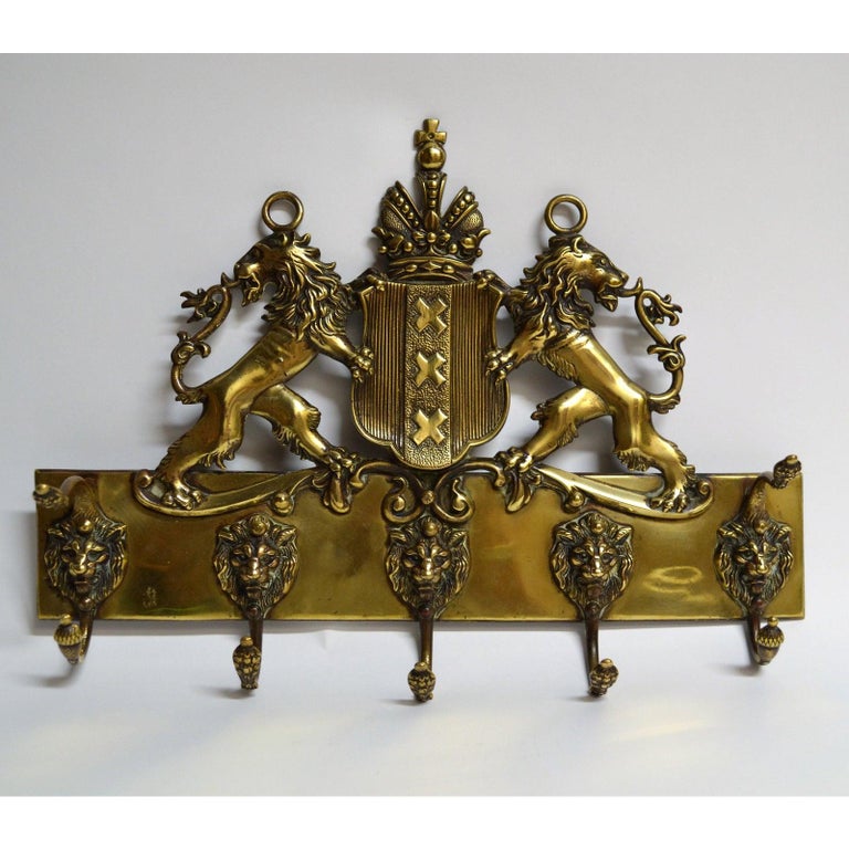 Antique English Brass Coat of Arms Hall Tree, Coat Rack, circa 1860 at  1stDibs