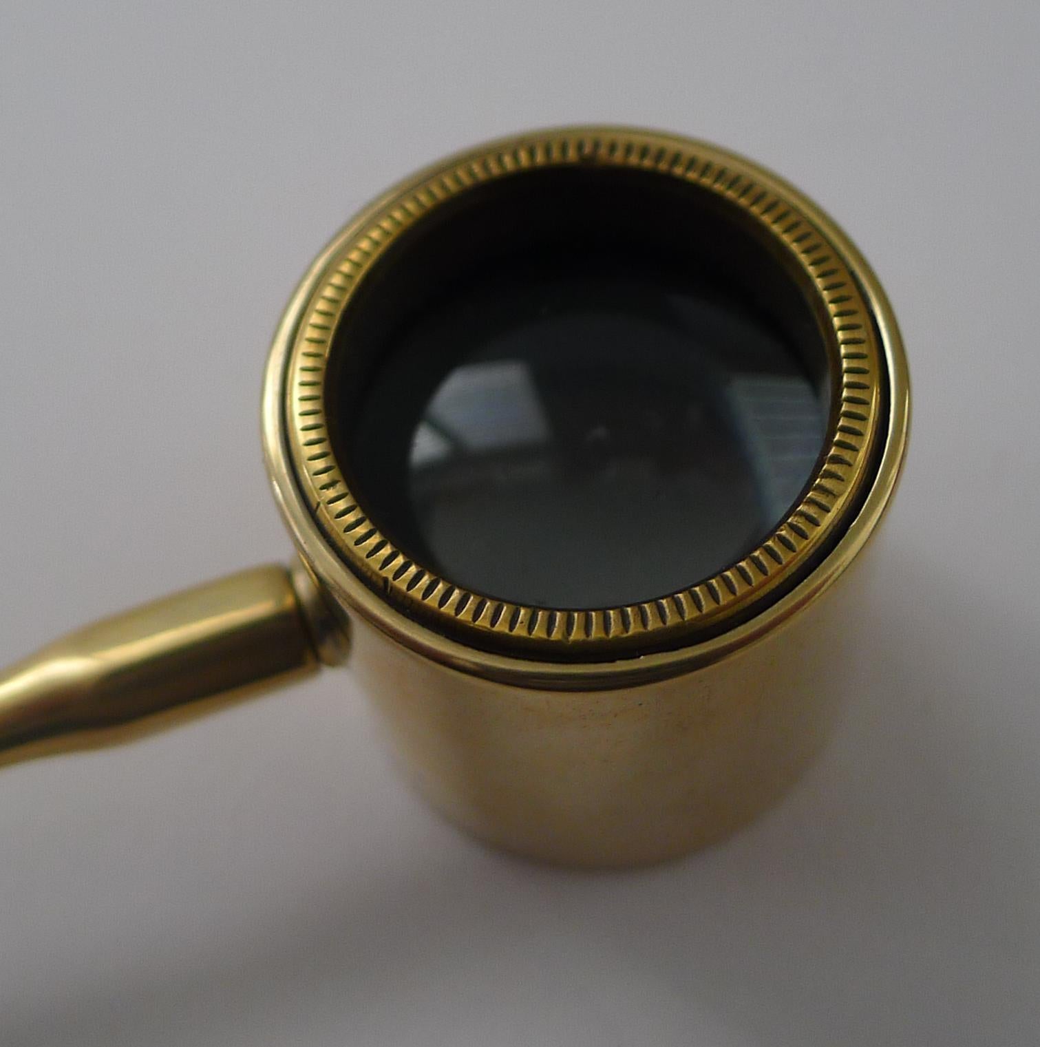 Late Victorian Antique English Brass Coddington Magnifying Glass c.1880