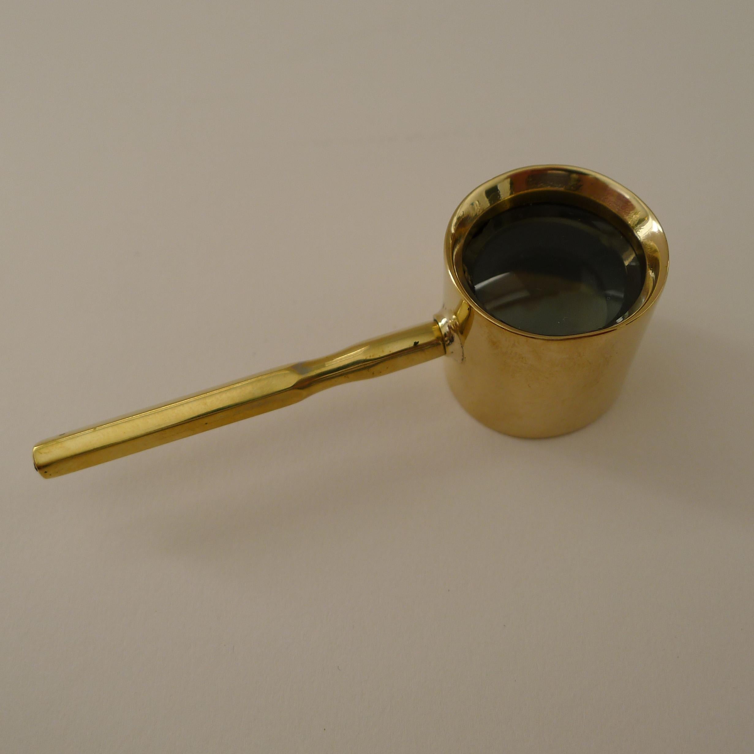 Lupa inglesa antigua Coddington de latón c.1880 Fines del siglo XIX