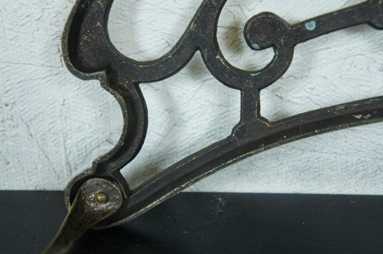 Antique English Brass Demilune Footman Fireplace Trivet Kettle Pot Stand For Sale at 1stDibs