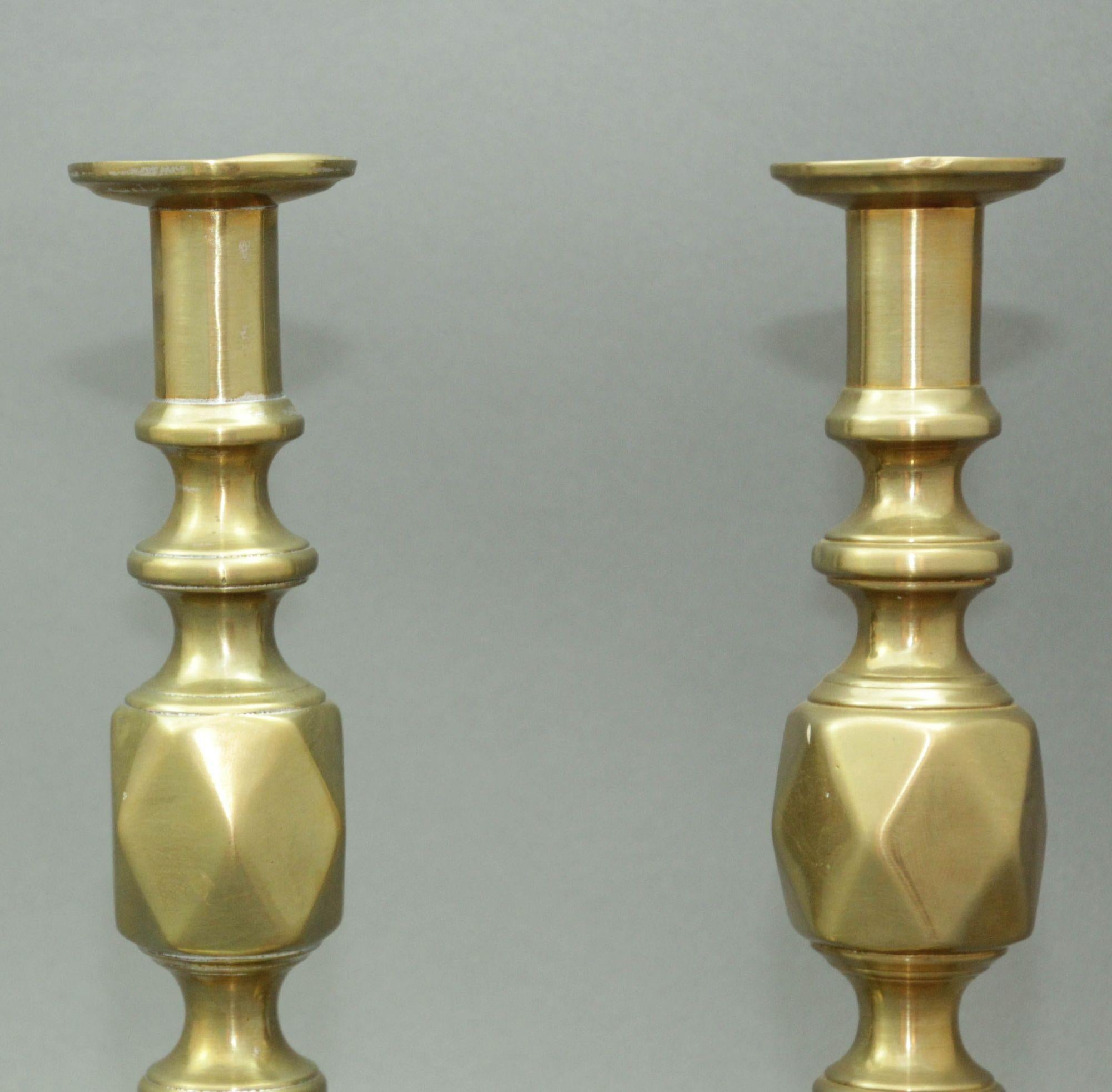 Antique English Brass Diamond Jubilee Ace of Diamonds Candlesticks A Pair 1890 For Sale 5