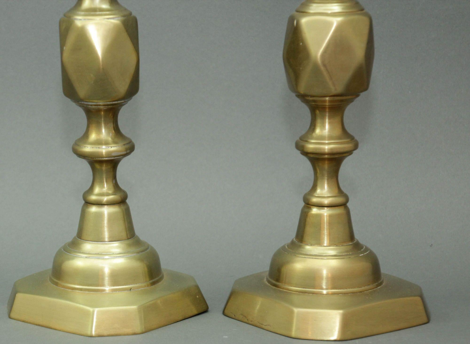 Antique English Brass Diamond Jubilee Ace of Diamonds Candlesticks A Pair 1890 For Sale 6