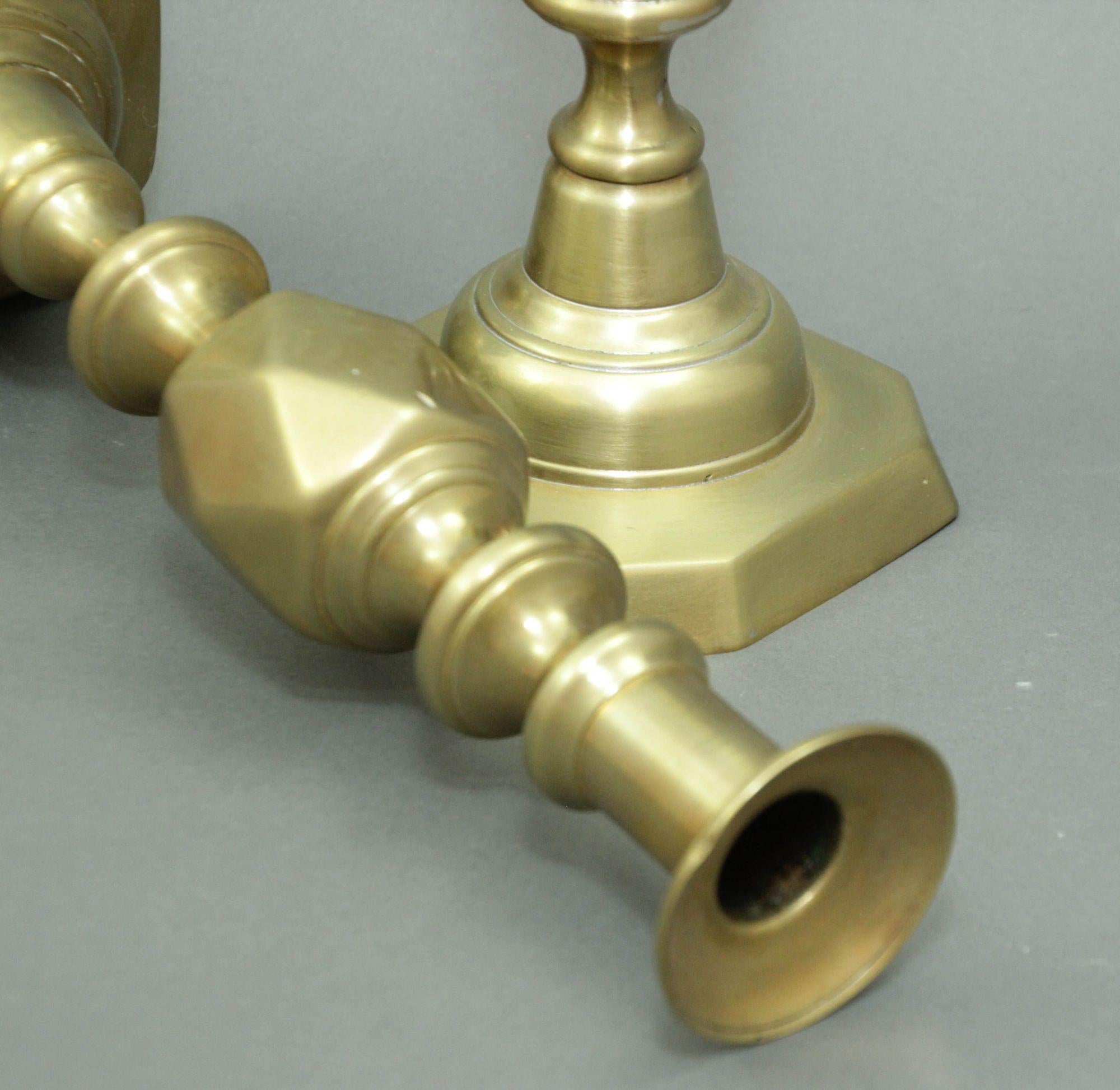 Antique English Brass Diamond Jubilee Ace of Diamonds Candlesticks A Pair 1890 For Sale 2
