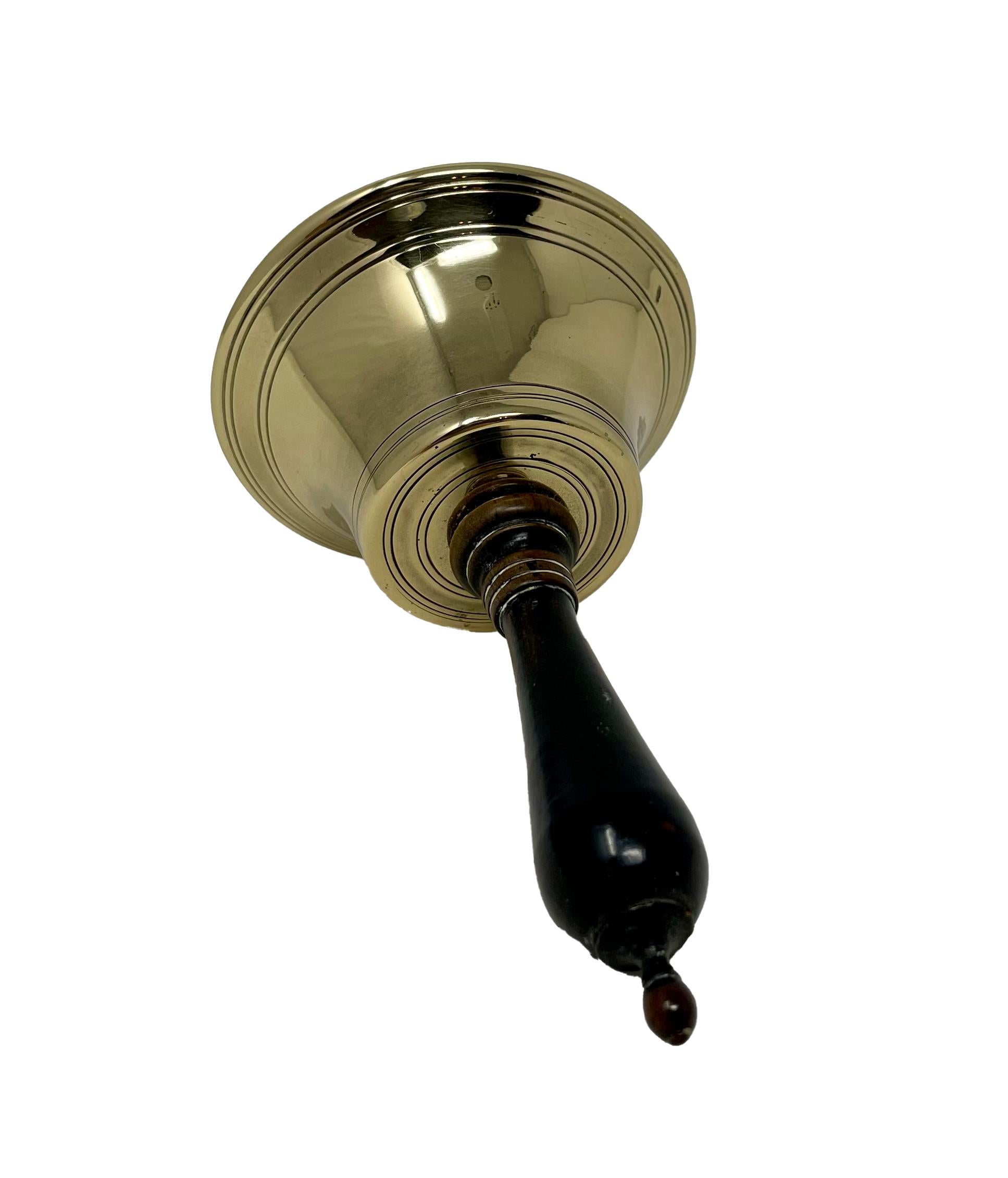 Antique English Brass Dinner Bell with Ebonized Handle. For Sale 2
