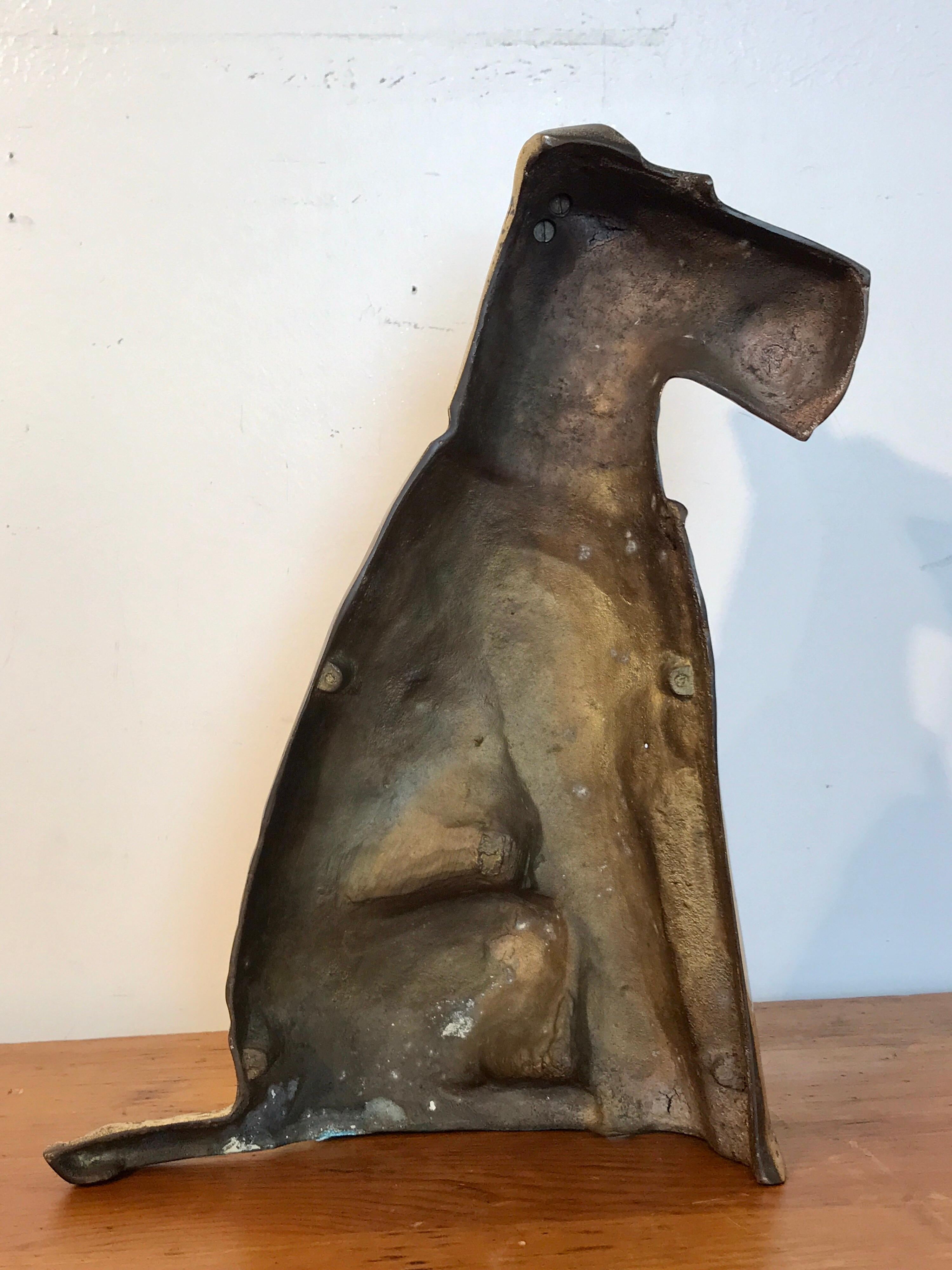 Antique English Brass Doorstop of a Seated Terrier 4