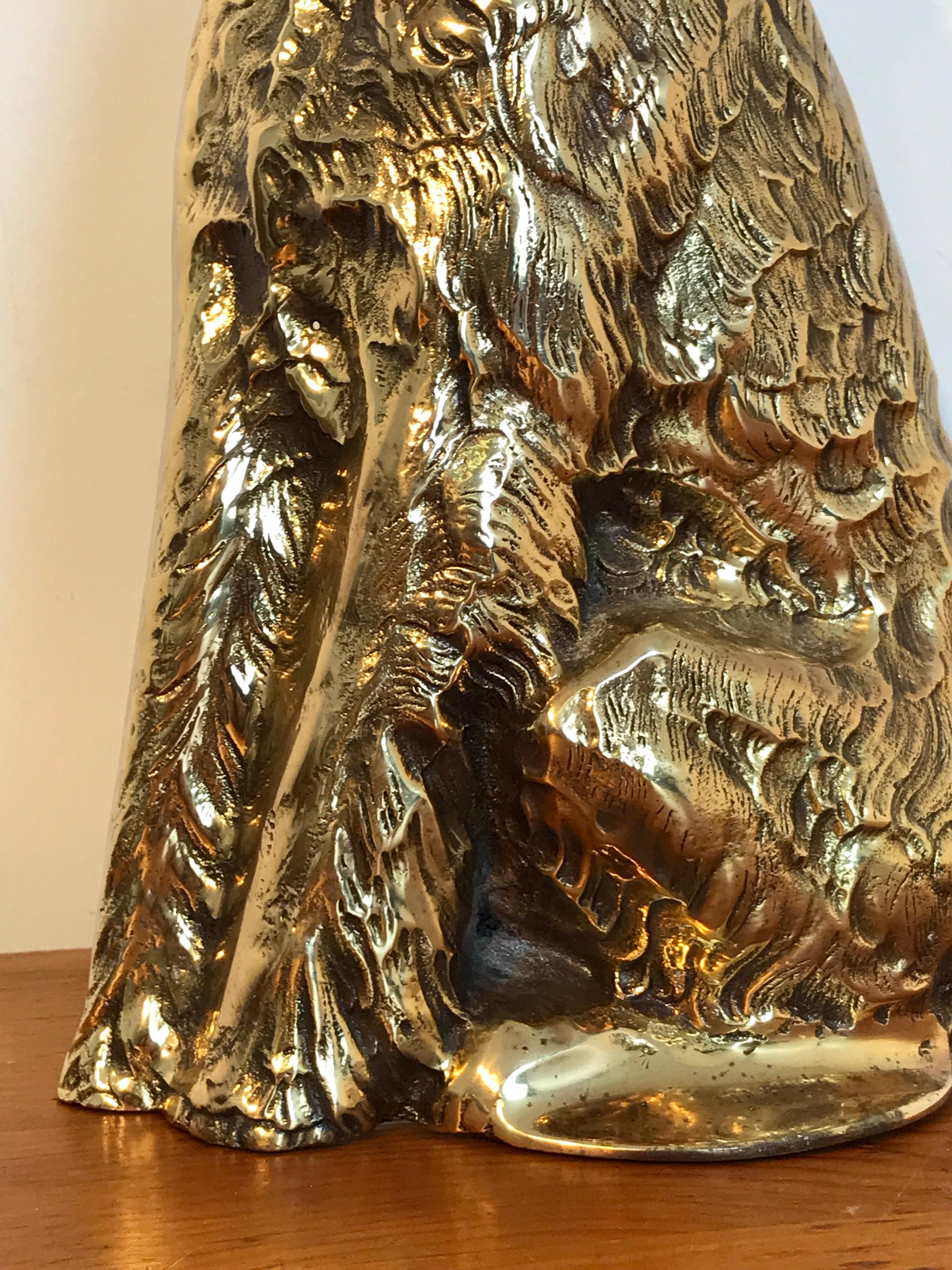 Antique English Brass Doorstop of a Seated Terrier In Good Condition In West Palm Beach, FL