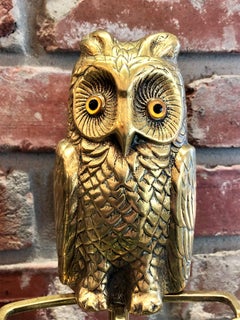 Antique English Brass Figural "Owls" Fireplace Tool Set, circa 1890