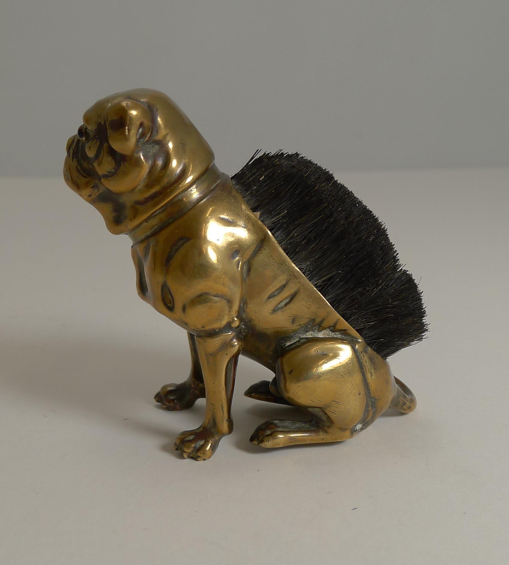 Late 19th Century Antique English Brass Figural Pen Nib Wipe, English Boxer Dog, circa 1890