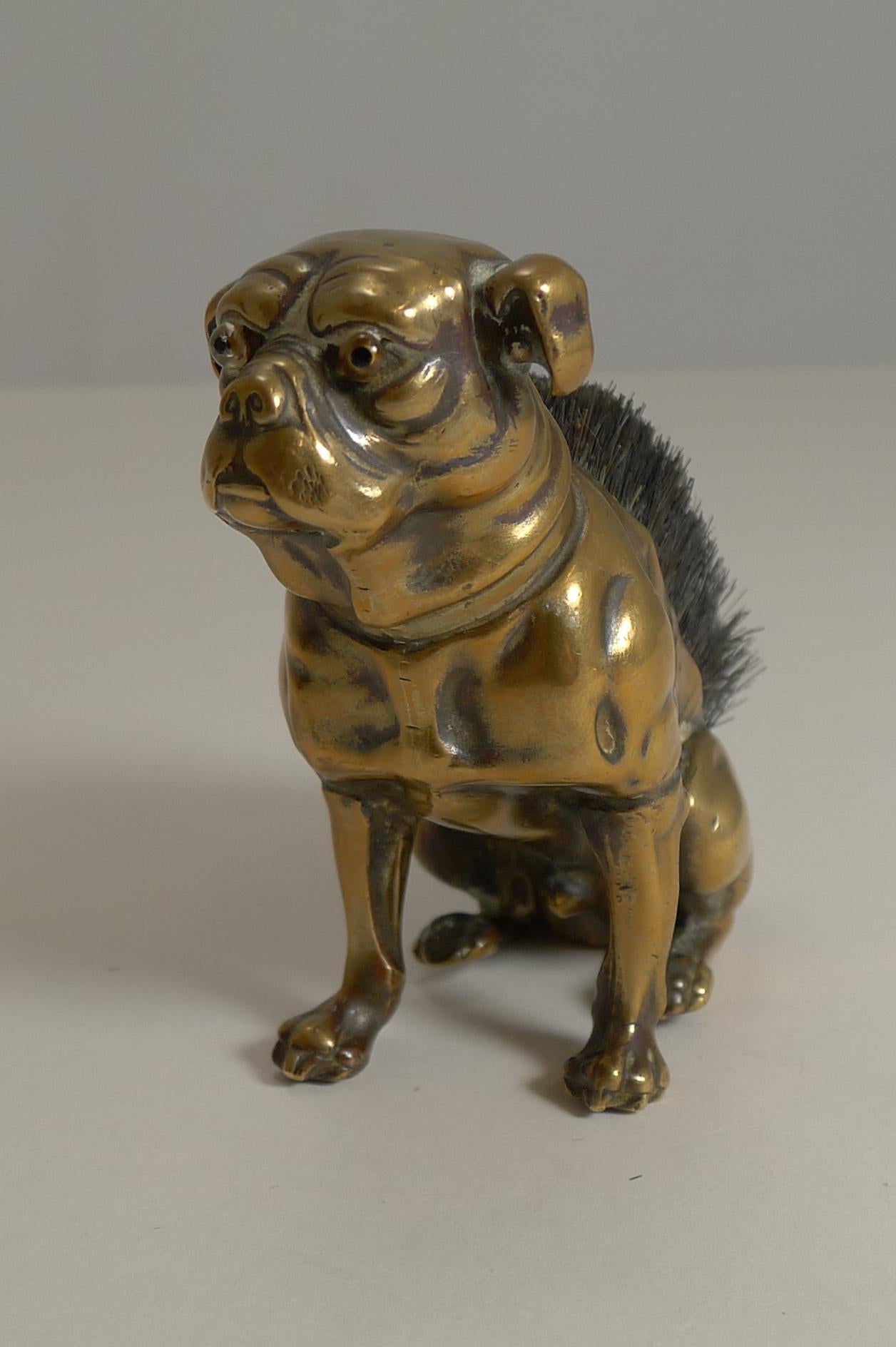 Antique English Brass Figural Pen Nib Wipe, English Boxer Dog, circa 1890 1