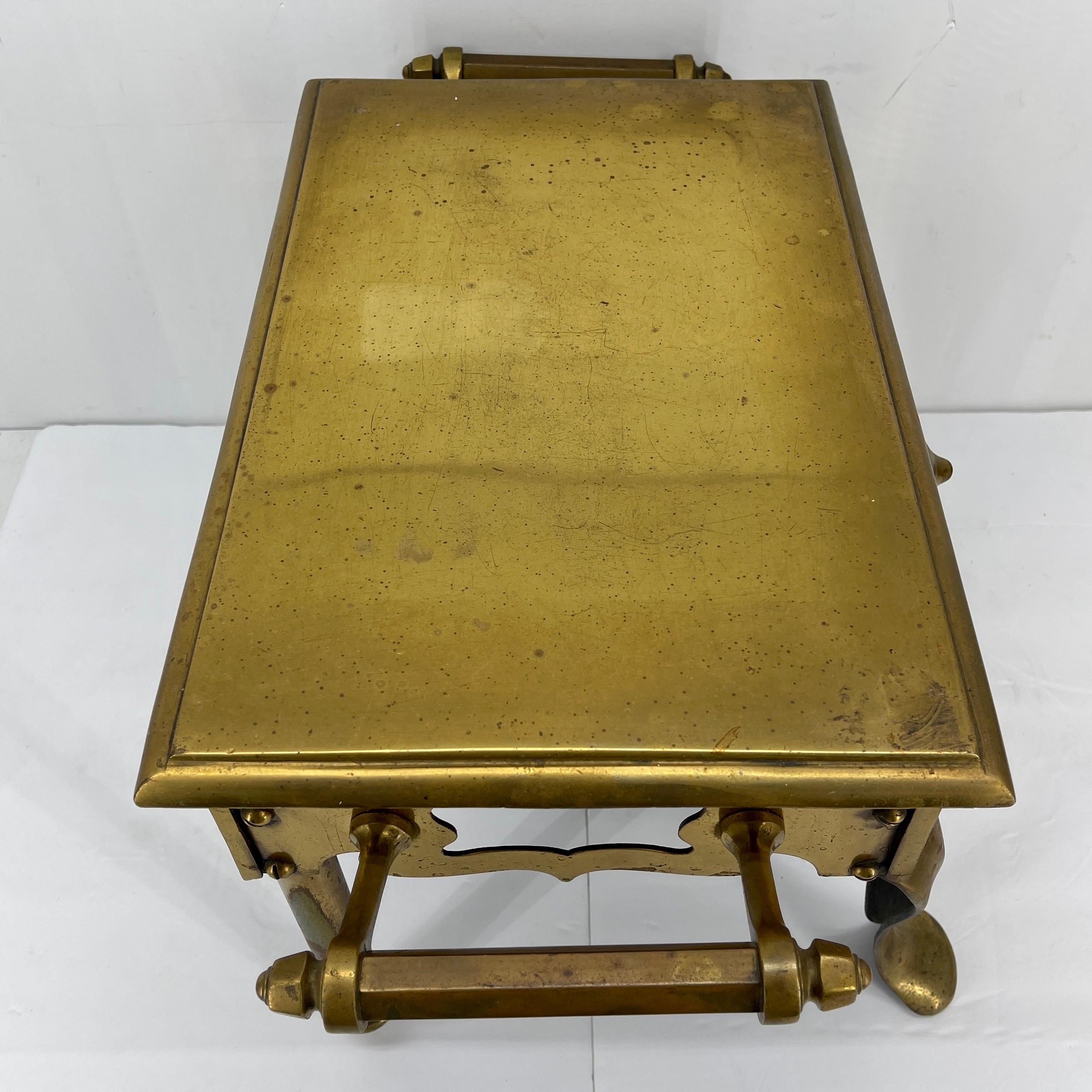 Antique English Brass Fireplace Trivet Ottoman or Stool For Sale 3