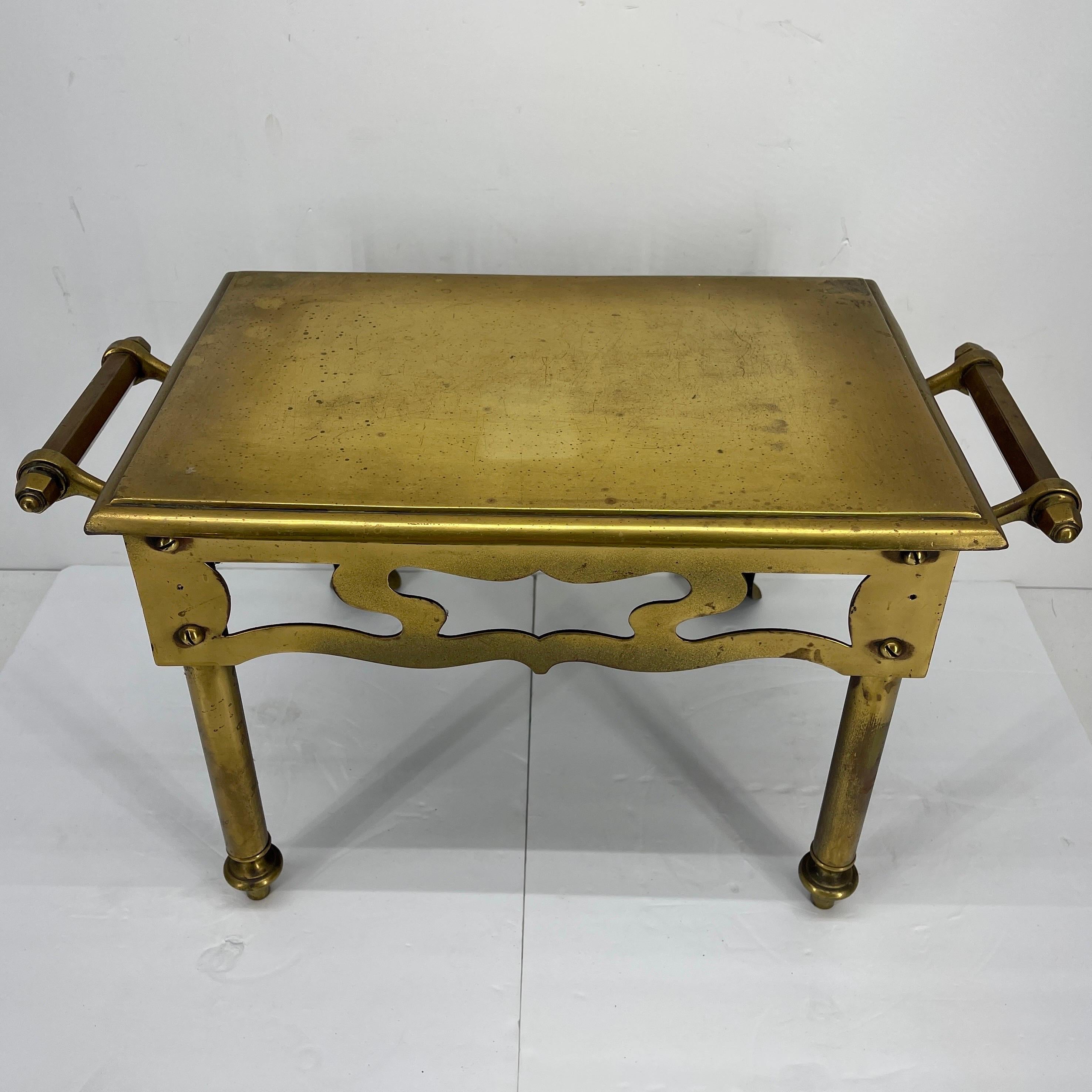 Antique repose-pieds ou tabouret de cheminée en laiton anglais en vente 8