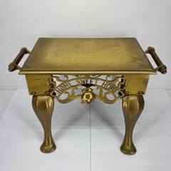 Antique English Brass Fireplace Trivet Ottoman or Stool