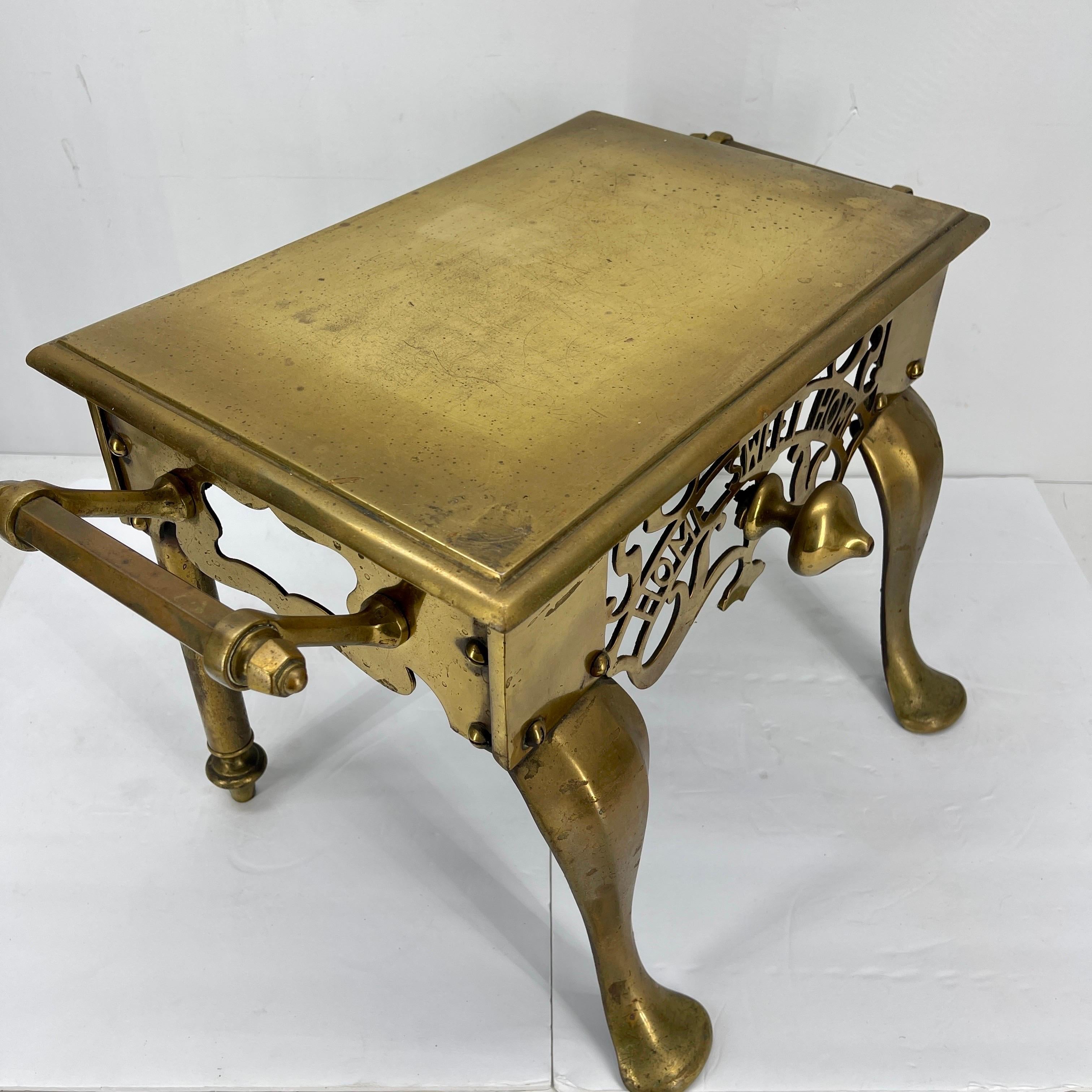 American Antique English Brass Fireplace Trivet Ottoman or Stool For Sale