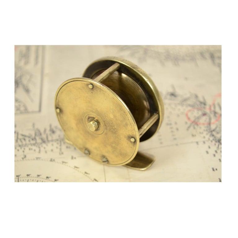 British Antique English Brass Fishing Reel Made in the Early 1900s
