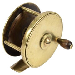 Antique English Brass Fishing Reel Made in the Early 1900s