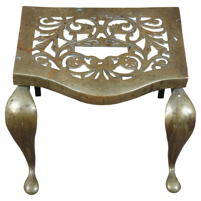 Antique English Brass Footman Fireplace Trivet Kettle Stool Stand  Hearthware For Sale at 1stDibs | antique brass trivet, brass footman for  sale, fireplace stool
