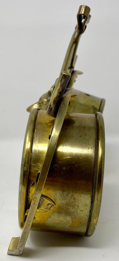 Antique English Brass Fox Hunt Clock & Barometer, Circa 1900.