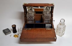 Antique English Brass Games Box Tantalus, circa 1860