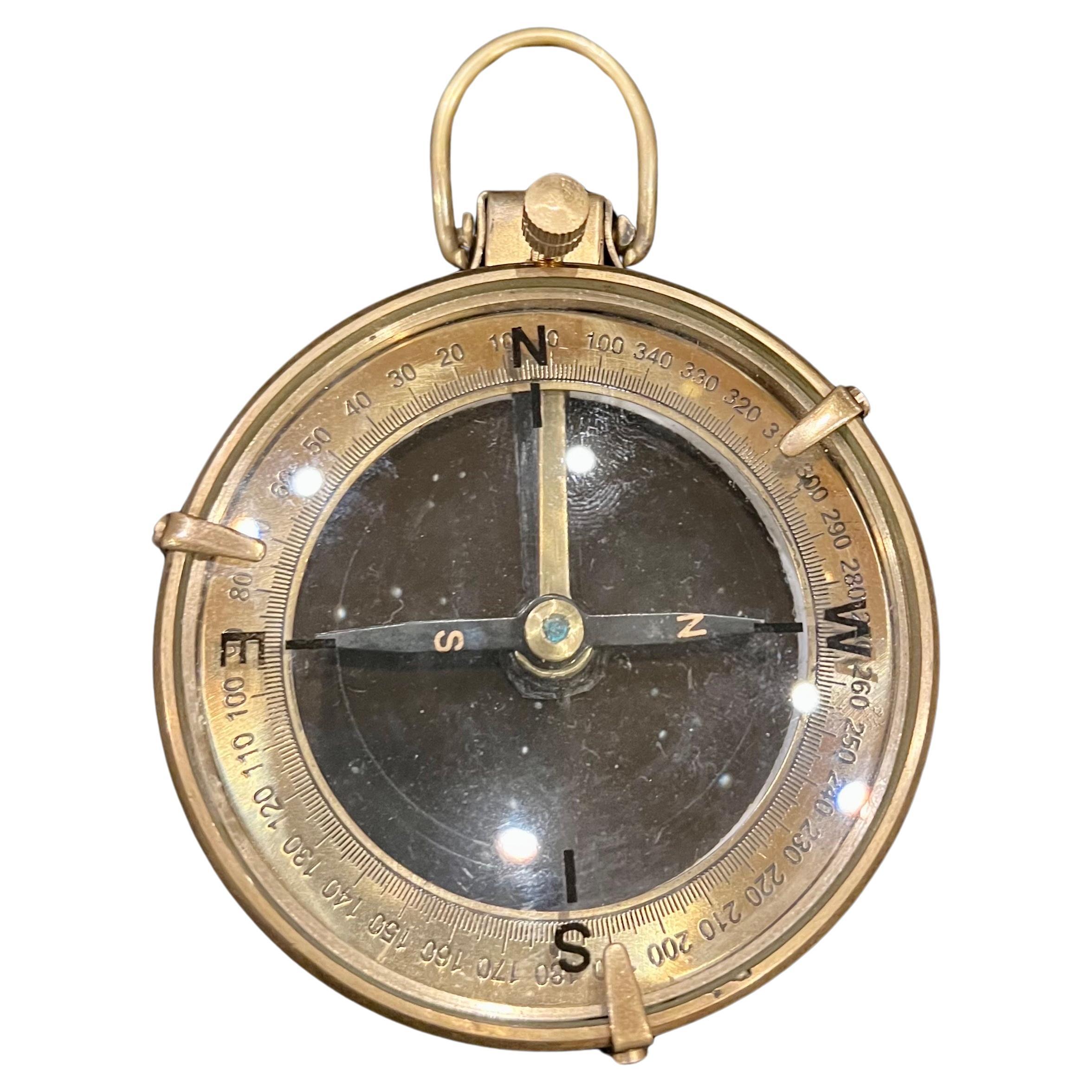 20th Century Antique English Brass & Glass Elegant Compass by Spencer & Co London For Sale