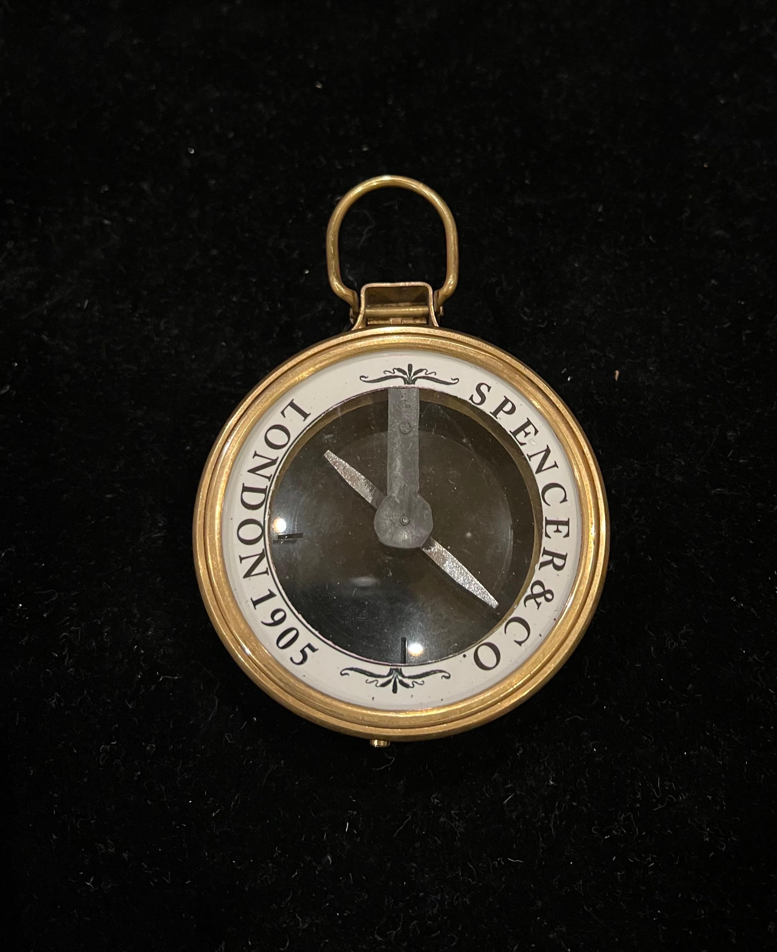 Antiker englischer eleganter Kompass aus Messing und Glas von Spencer & Co London (20. Jahrhundert) im Angebot