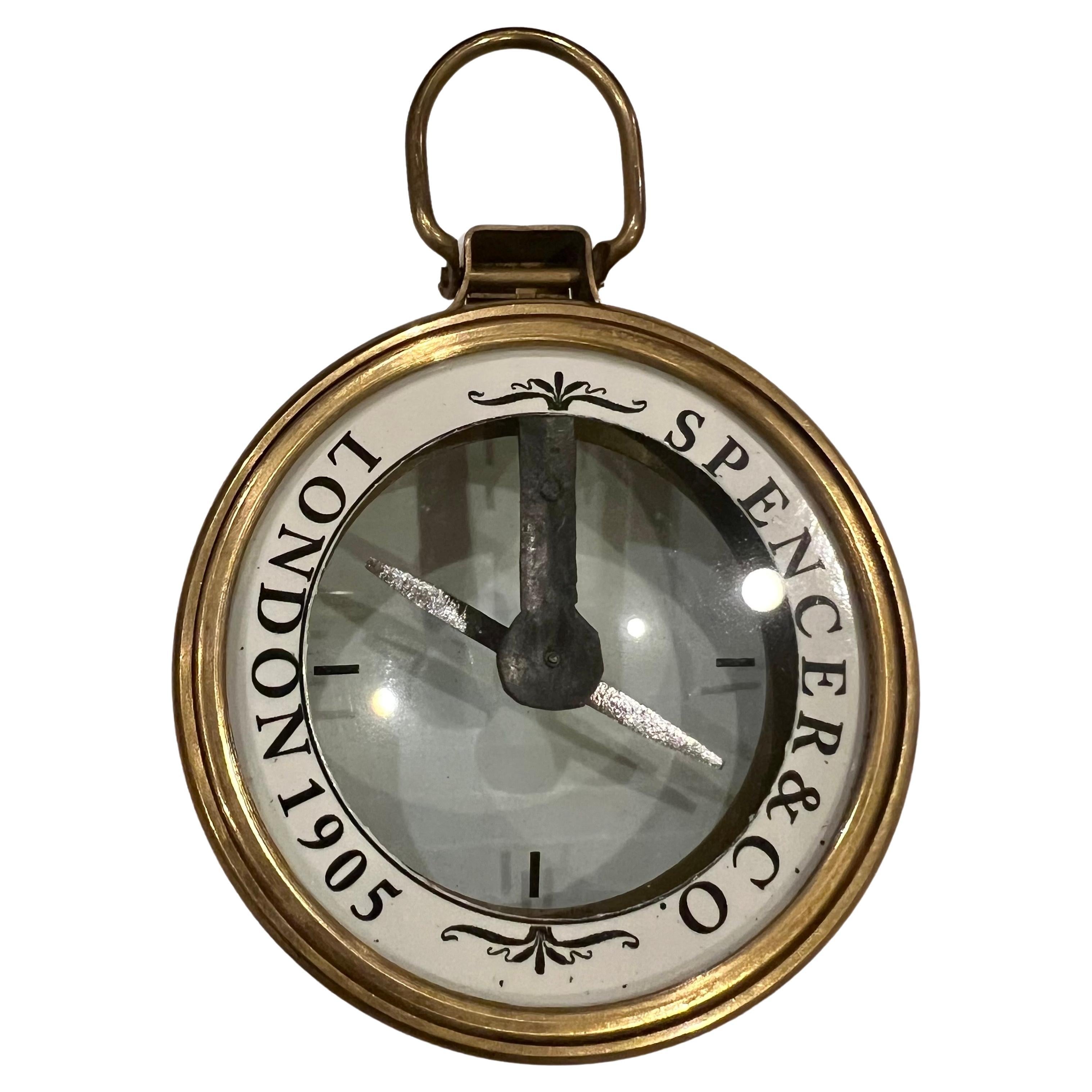 Compass anglais élégant en laiton et verre par Spencer & Co London