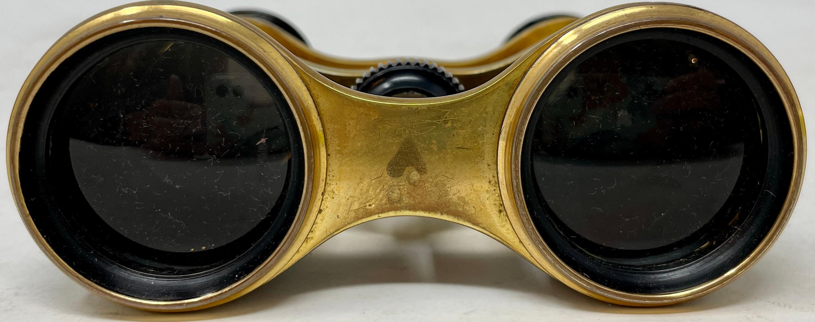 Antique English Brass & Leather Telescoping Binoculars in Original Case, Ca 1900 3