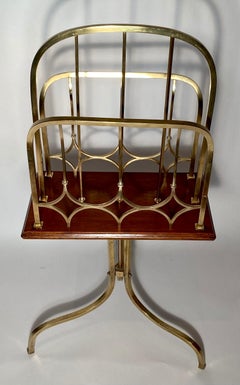Antique English Brass Magazine Rack, circa 1880-1890