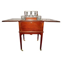 Antike englische Bar aus Messing, Mahagoni und Kristall mit verstecktem Rand, um 1930