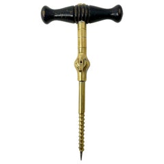 Antique English Brass & Mahogany Champagne Tap with Removal Trocar, Circa 1900