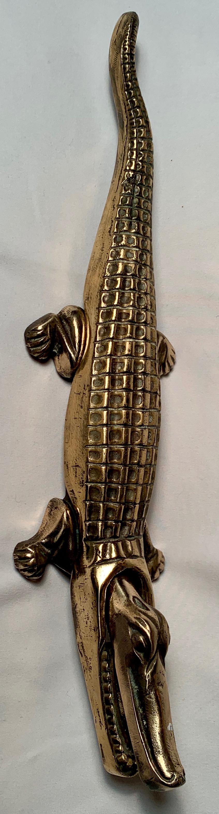 Antique English brass nutcracker alligator.