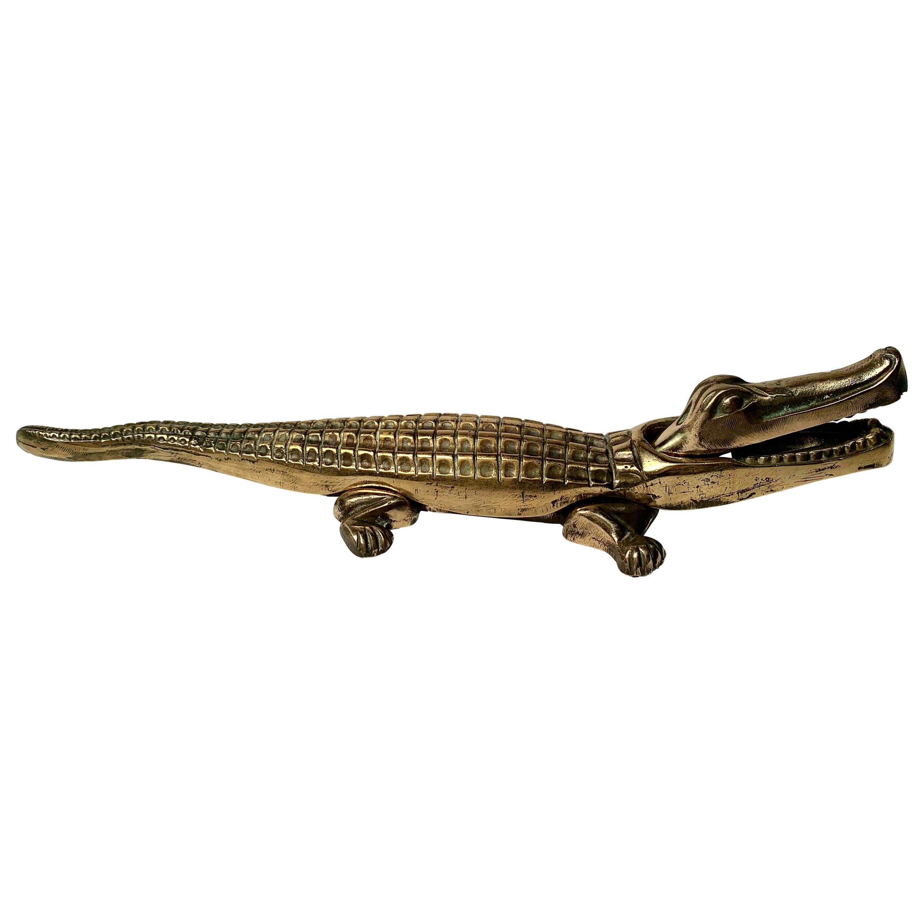 Antique English Brass Nutcracker Alligator