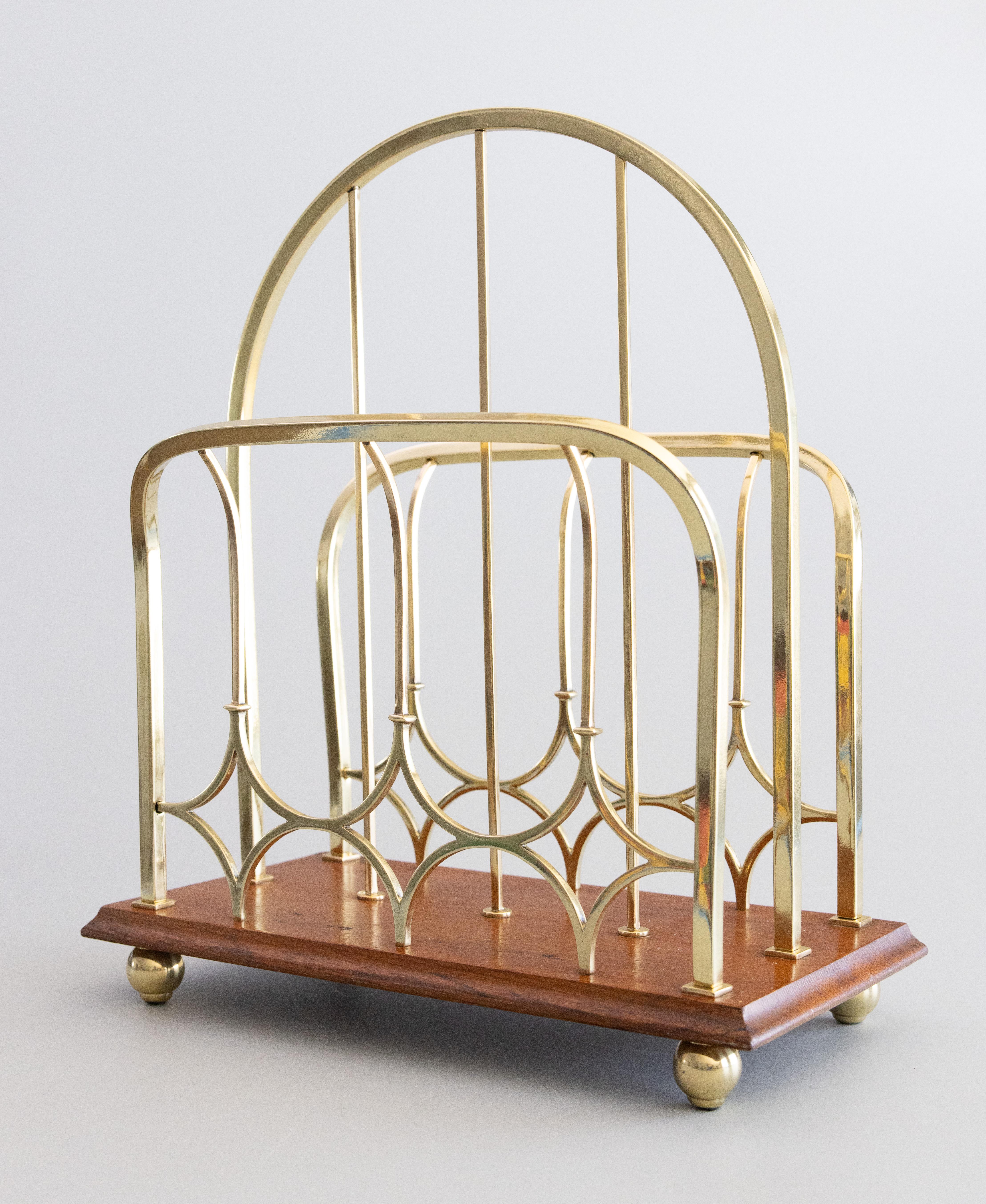 Antico portariviste inglese in ottone e Oak, 1920 circa in vendita 4