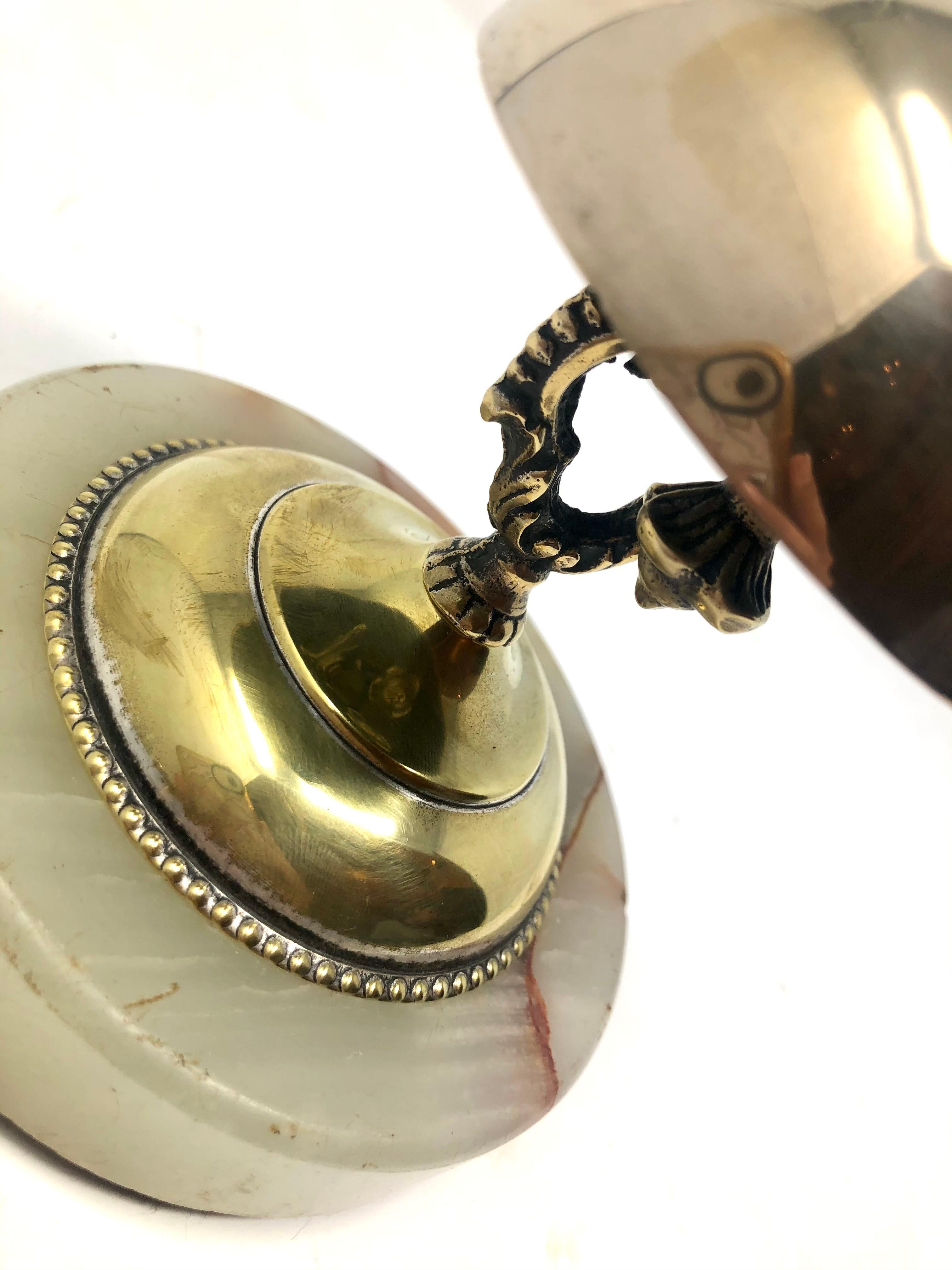 20th Century Antique English Brass Service Bell on Onyx Base, Circa 1900