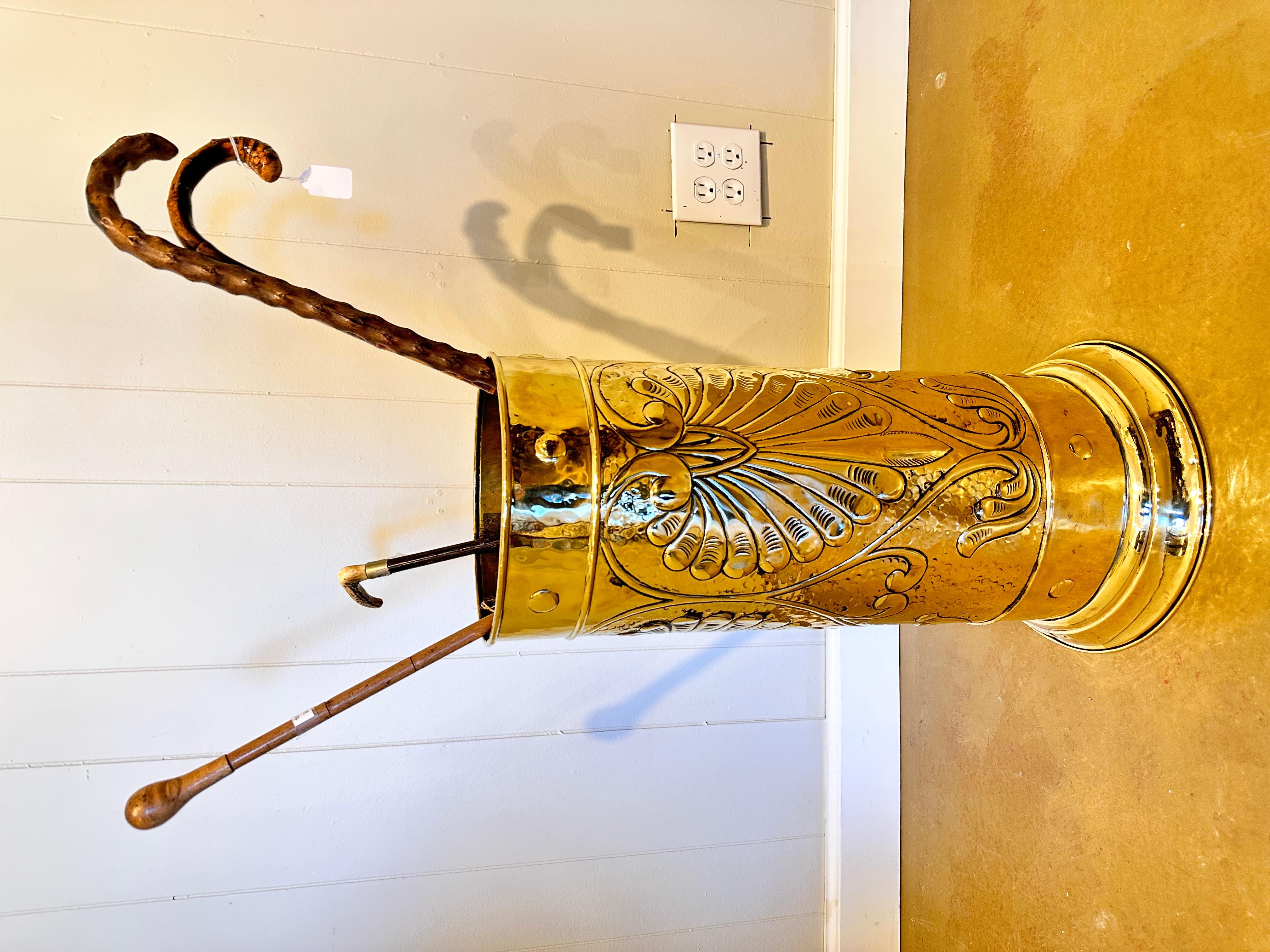 Early 20th Century Antique English Brass Umbrella Stand For Sale