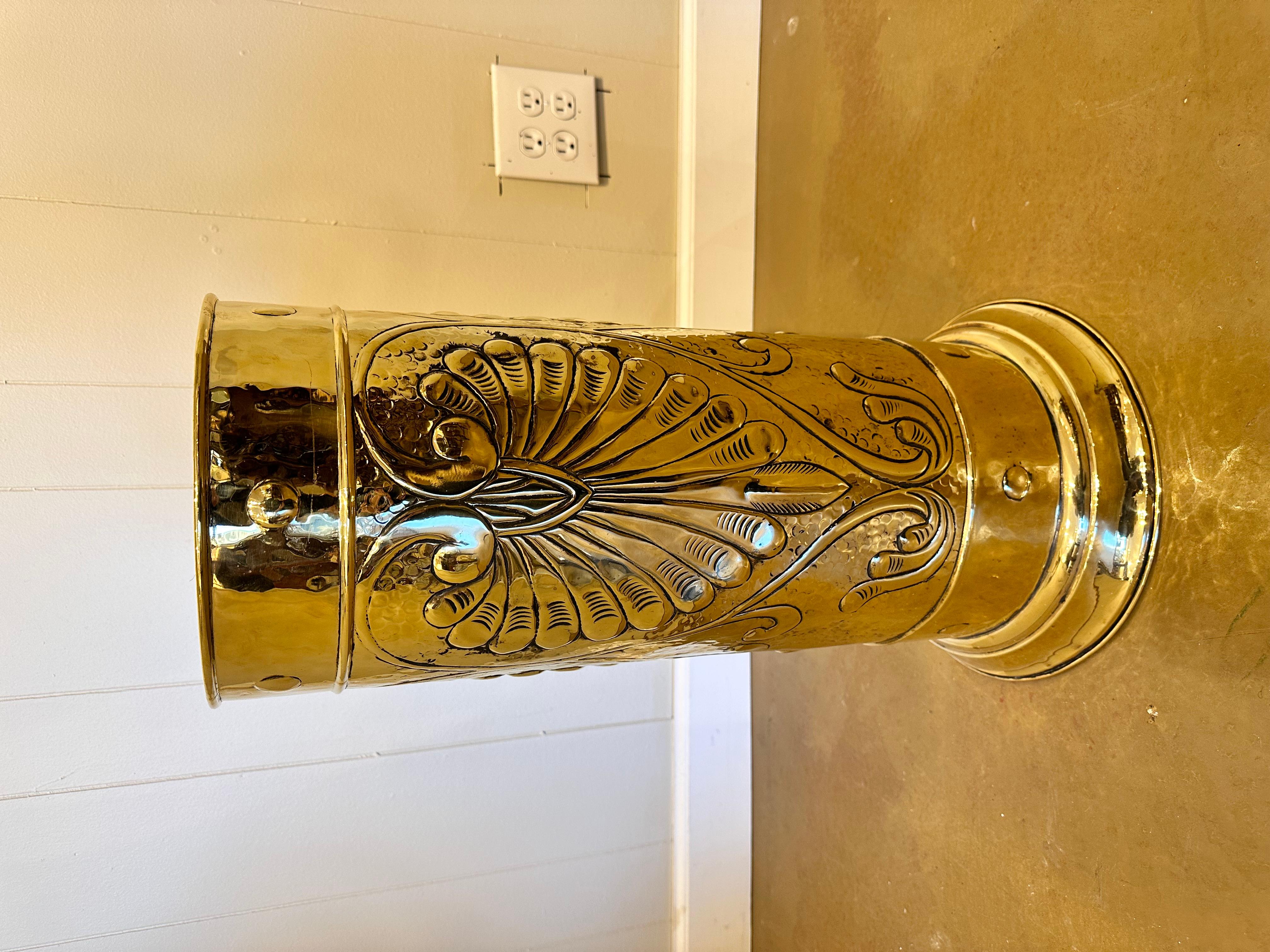 Antique English Brass Umbrella Stand For Sale 1